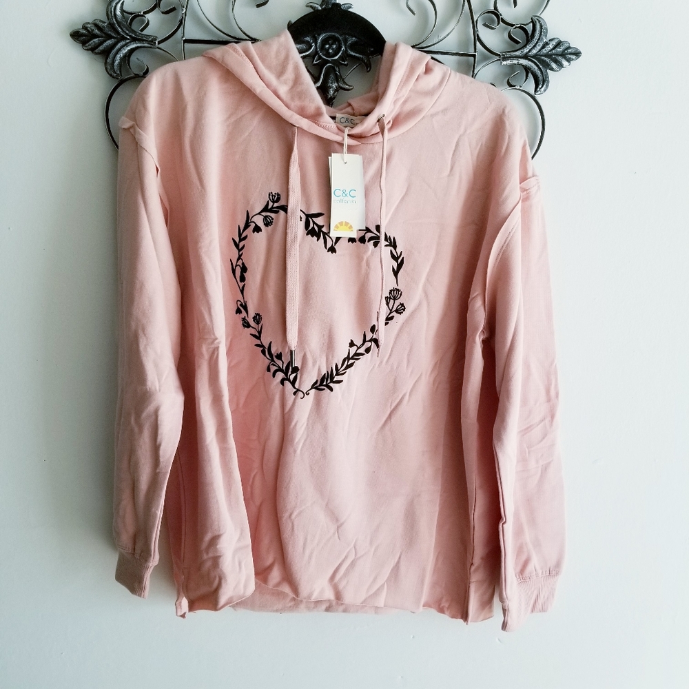C & C California Dusty Rose Heart Hoodie - Picture 2 of 7